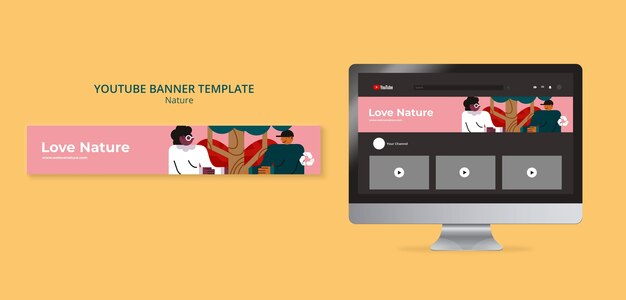 PSD gratuito modello di banner youtube di azione di conservazione ambientale