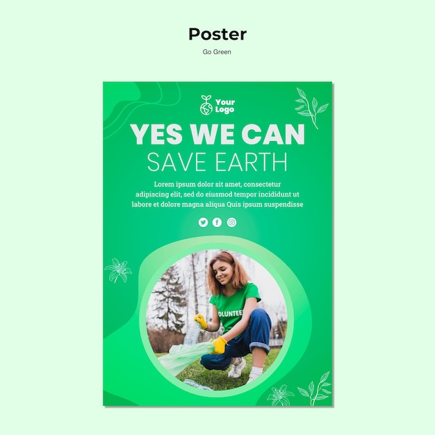 PSD gratuito concetto di modello di poster ambientale
