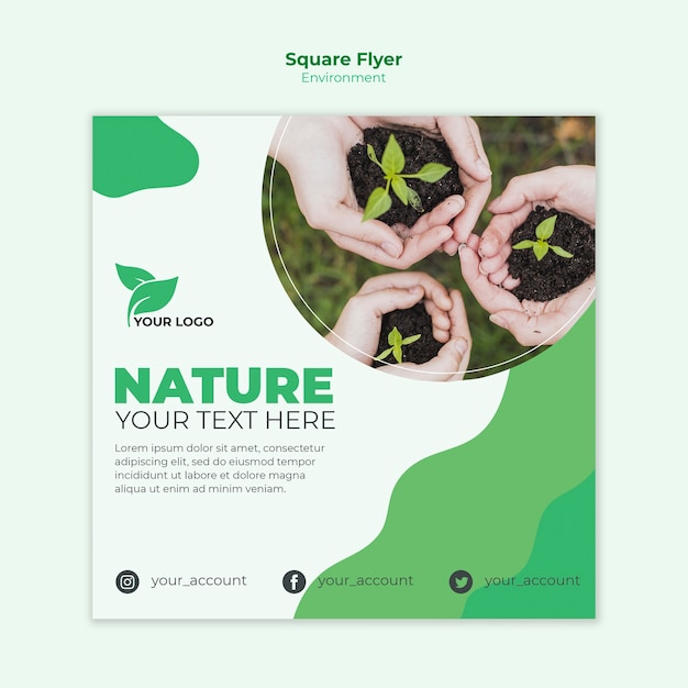Free PSD environmental square flyer template