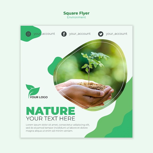 Free PSD environmental square flyer template