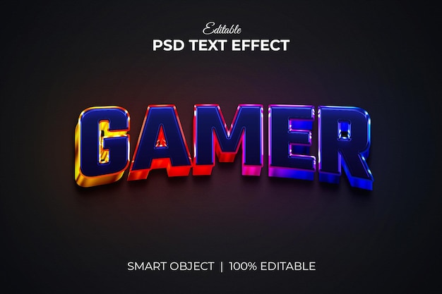 Esports 게이머 팀 로고 다채로운 3d 편집 가능한 텍스트 효과 모형 프리미엄 psd