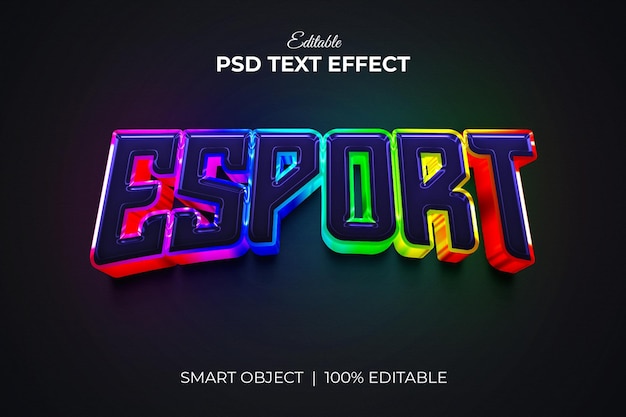 Esports 팀 로고 다채로운 3d 편집 가능한 텍스트 효과 모형 프리미엄 psd