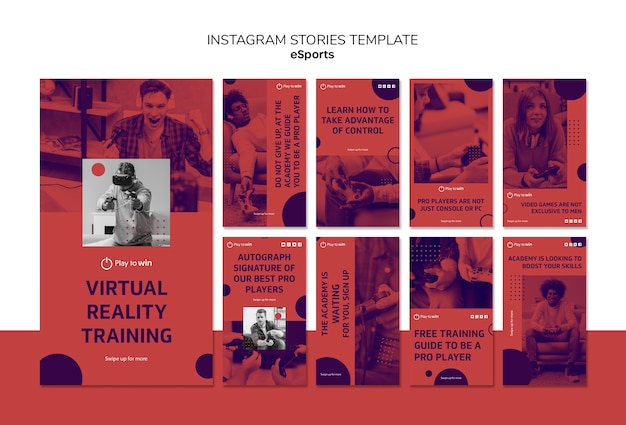 PSD gratuito modello di storie di instagram concetto esports