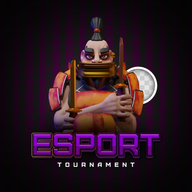 PSD gratuito illustrazione 3d del banner del torneo di esport