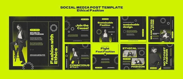 Free PSD ethical fashion instagram posts design template