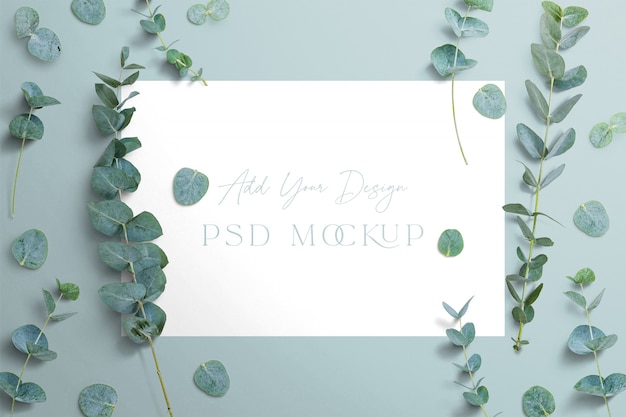 Eucalyptus branches with sign template