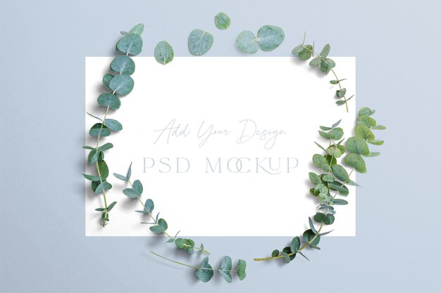 Eucalyptus branches with sign template