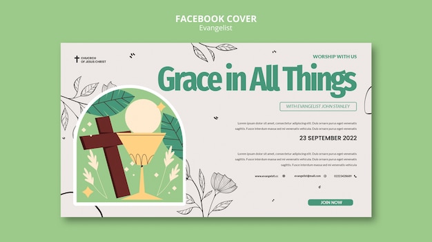 PSD gratuito design del modello di copertina di facebook dell'evangelista