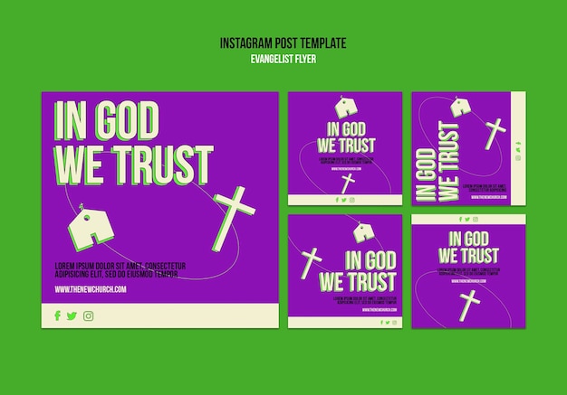 Free PSD evangelist religion and spirituality instagram posts collection