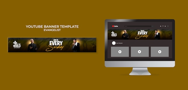 Free PSD evangelist religion and spirituality youtube banner template