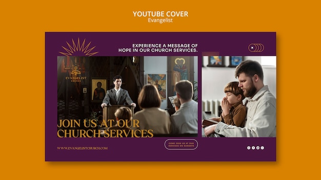 PSD gratuito modello di copertina per youtube di religione e spiritualità evangelista