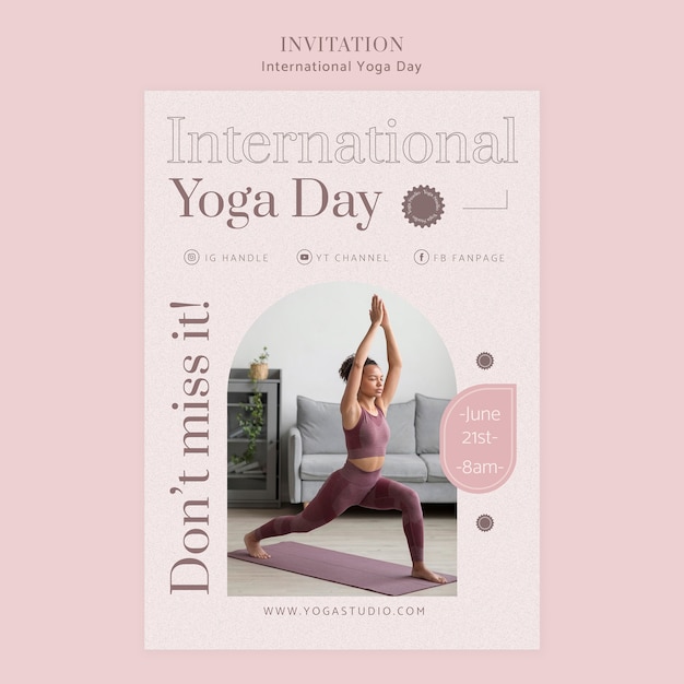 Free PSD event invitation template for international yoga day celebration