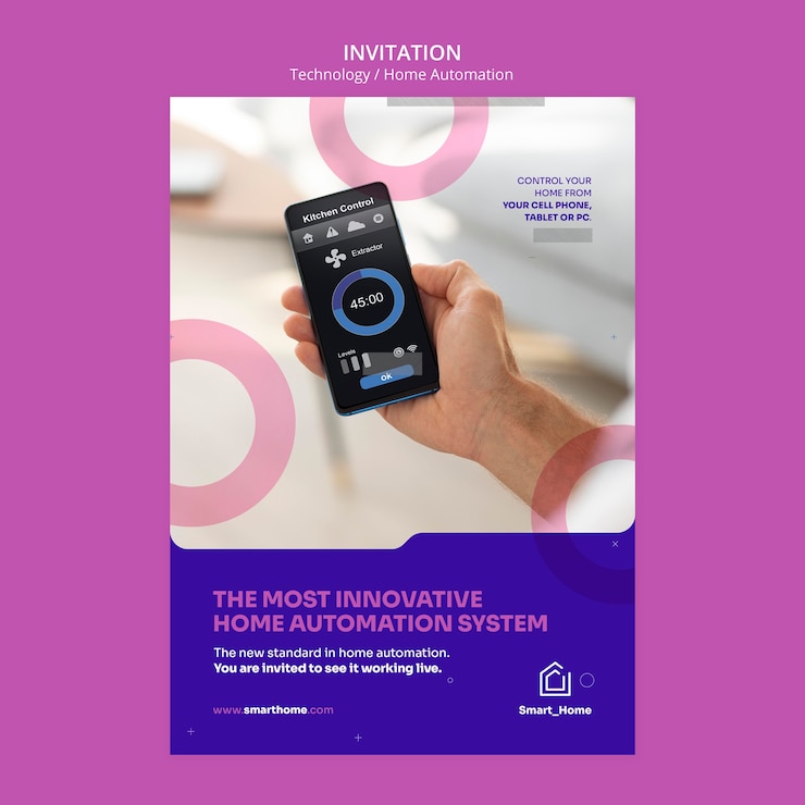 Free PSD event invitation template for touch control technology