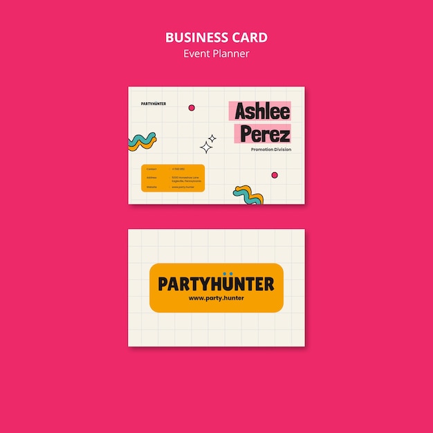 Free PSD event planner horizontal business card template