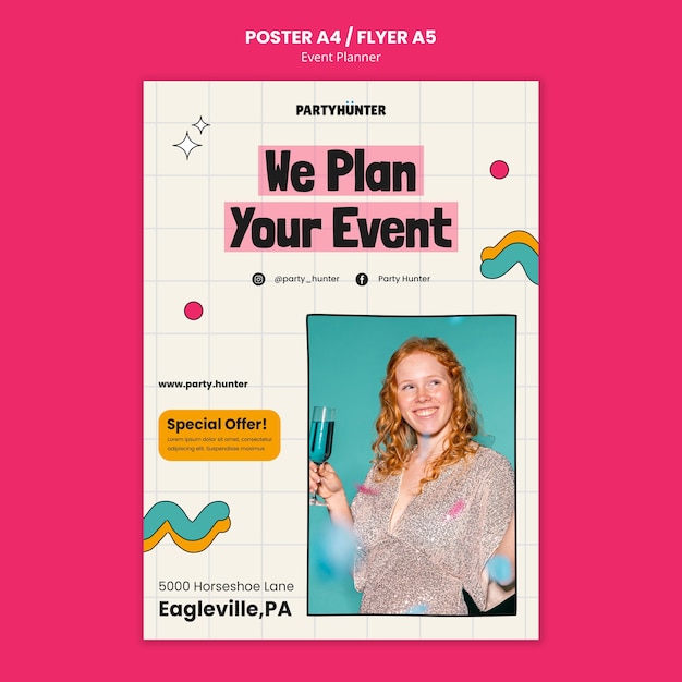 Free PSD event planner vertical poster template