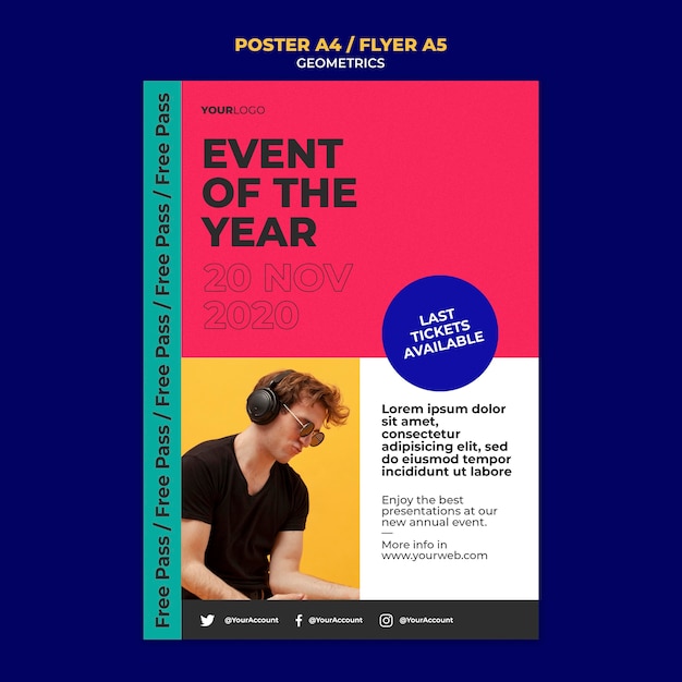 PSD gratuito modello di poster per l'evento dell'anno