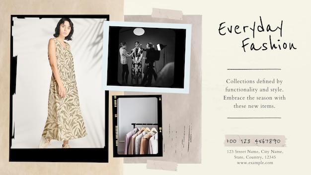 Free PSD everyday fashion collage template psd vintage photo film blog banner