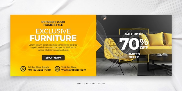 Exclusive furniture facebook cover and web banner psd template