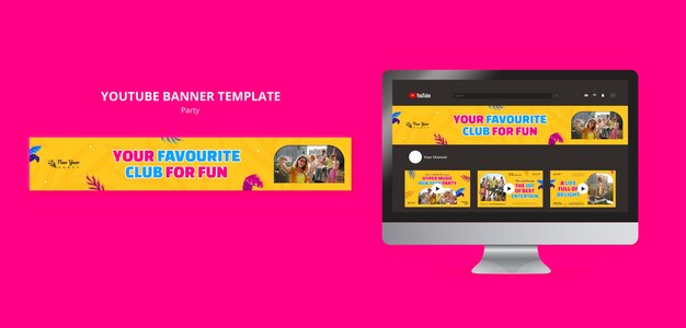無料PSD エキゾチックなパーティー エンターテイメント youtube バナー