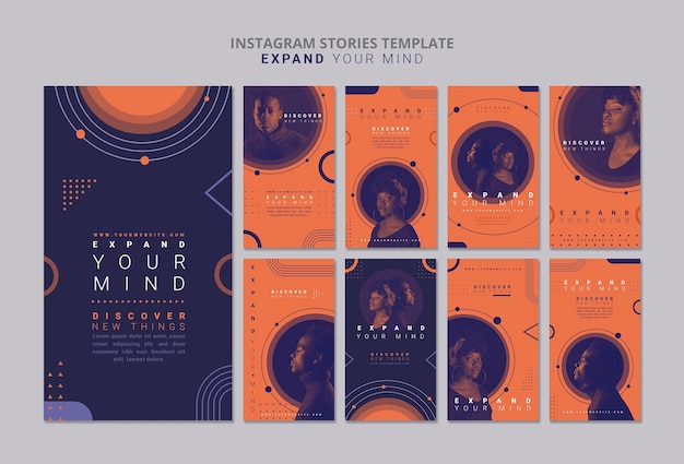 Free PSD expand your mind instagram stories template