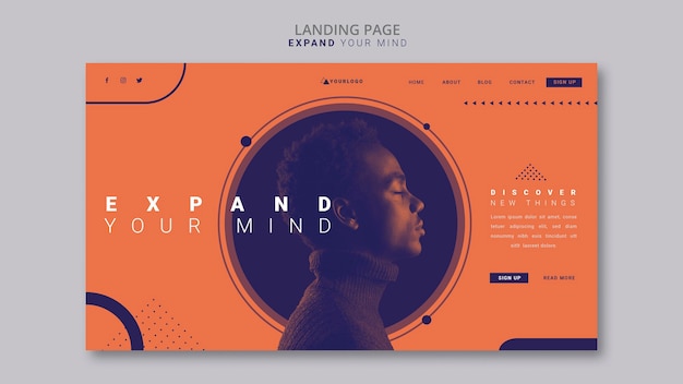 Free PSD expand your mind landing page template