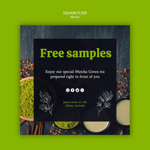 experience nature with matcha tea square flyer