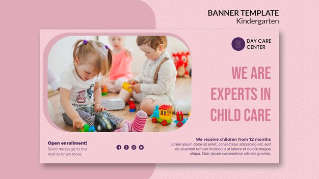 Experts in child care kindergarten banner template