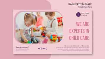 Free PSD experts in child care kindergarten banner template