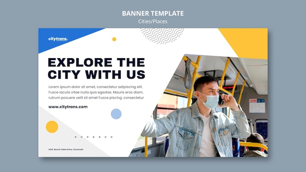 Free PSD explore the city banner template