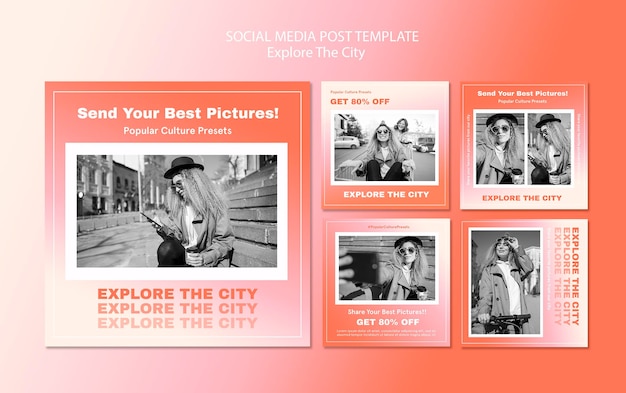 Free PSD explore the city instagram post template