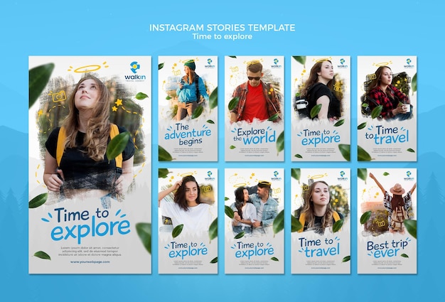 Free PSD explore concept instagram stories template