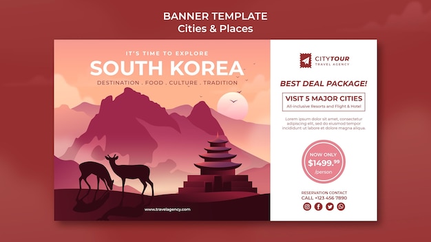Бесплатный PSD Изучите шаблон баннера южной кореи