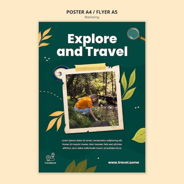 Explore and travel poster template