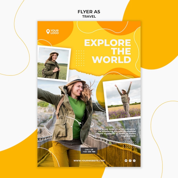 Free PSD explore the world flyer template