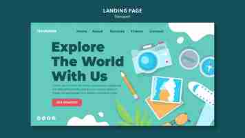 PSD gratuito esplora la landing page del mondo