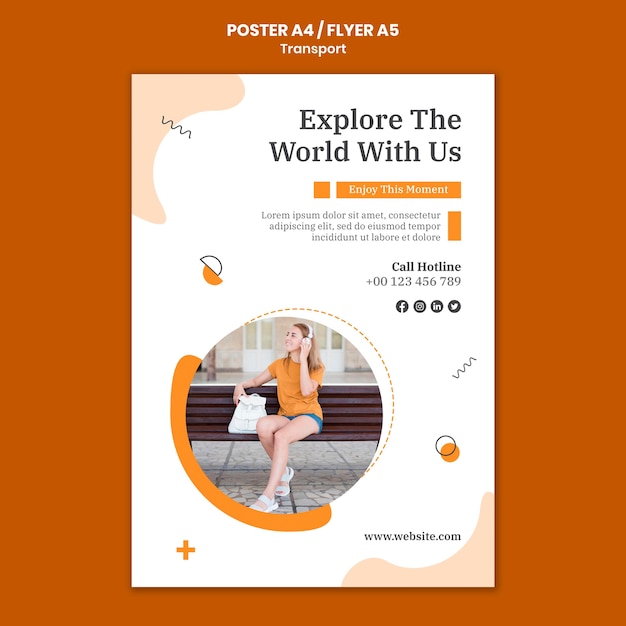 Explore the world poster template – Free PSD Download