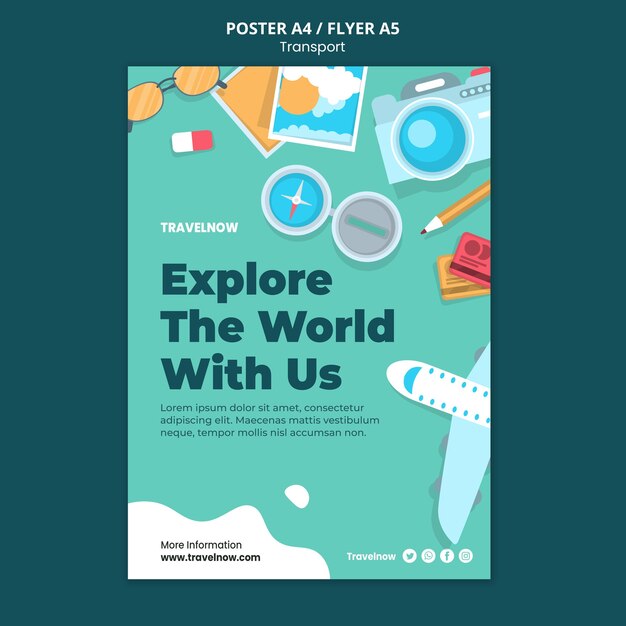 Free PSD explore the world poster template