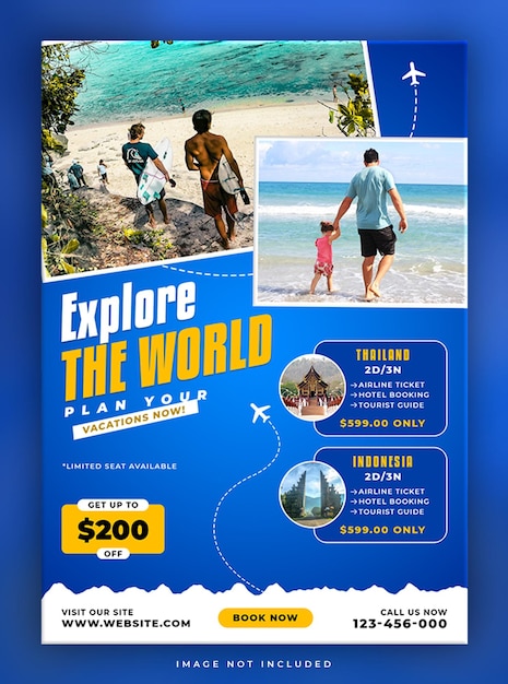 Free PSD explore the world travel adventure flyer template