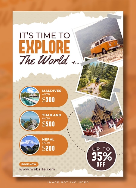 Free PSD explore the world travel adventure flyer template