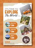 Free PSD explore the world travel adventure flyer template