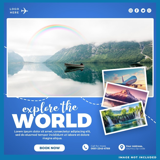 Free PSD explore the world travel social media template