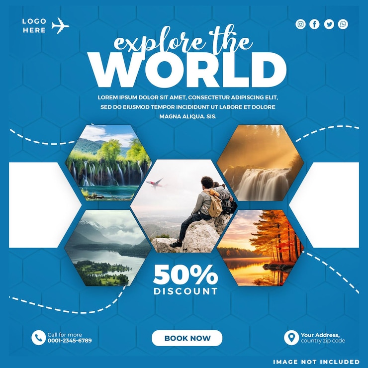 Free PSD explore the world travel social media template