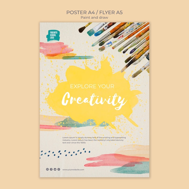 Free PSD explore your creativity poster template