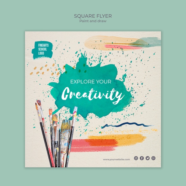 Free PSD explore your creativity square flyer template