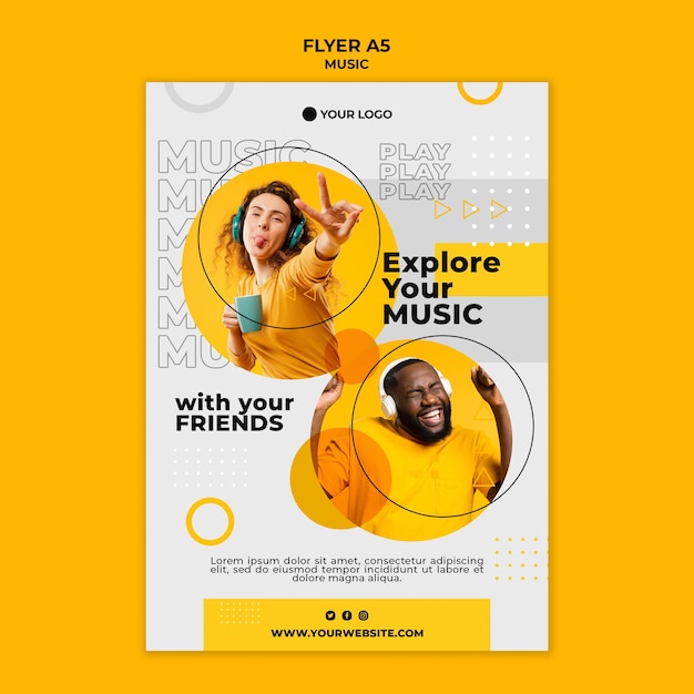 Free PSD explore your music with friends flyer template