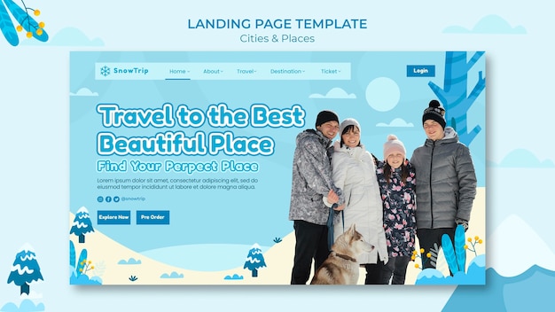 Free PSD exploring new places landing page template