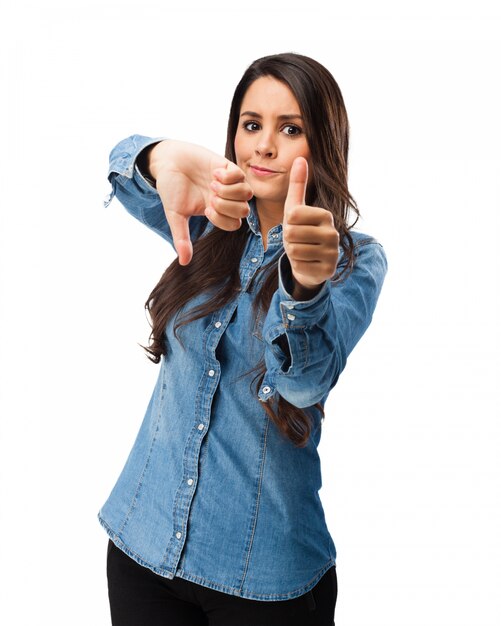 Expressive girl showing hand gestures