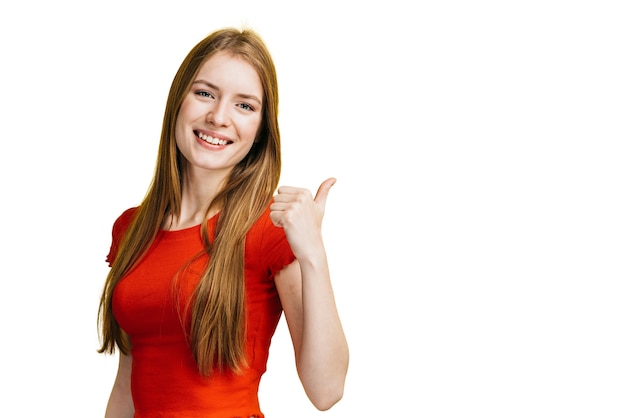 Free PSD expressive woman gesturing