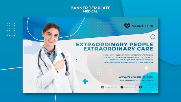 PSD gratuito modello di banner per cure straordinarie