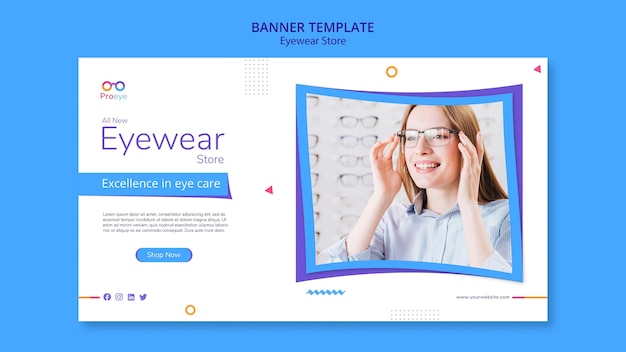 Eyewear store ad banner template